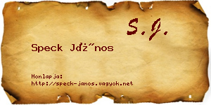 Speck János névjegykártya
